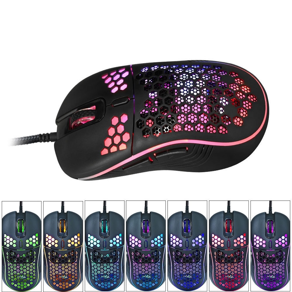 GM86 Honeycomb Hole Design Lightweight Gaming Mouse With RGB Colorful Lights. 