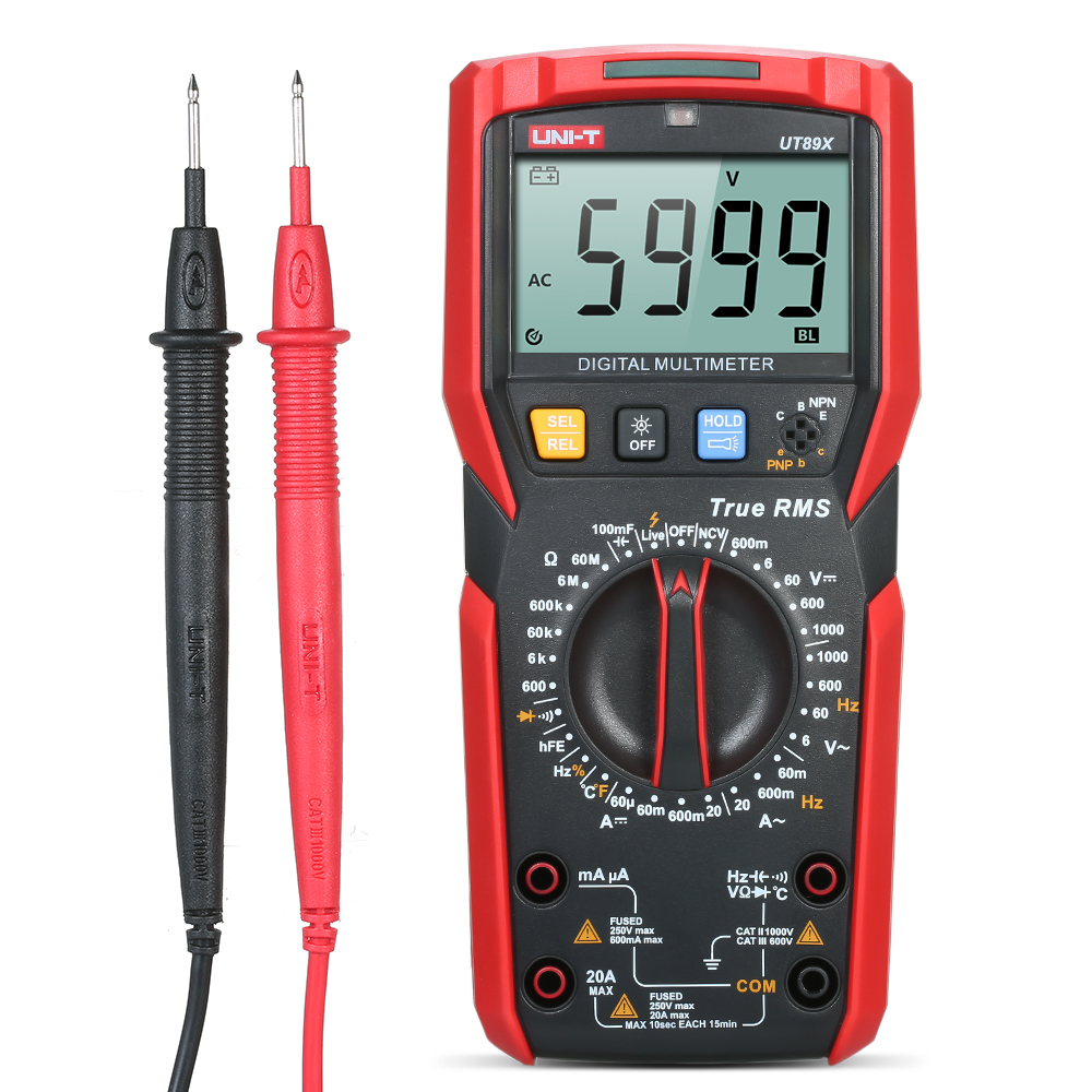 UT89X Digital Multimeter High Accuracy Handheld Mini Universal Meter 6000 Counts LCD Display True RMS Measure AC/DC Voltage Current Resistance Capacitance Temperature Diode Tester. 
