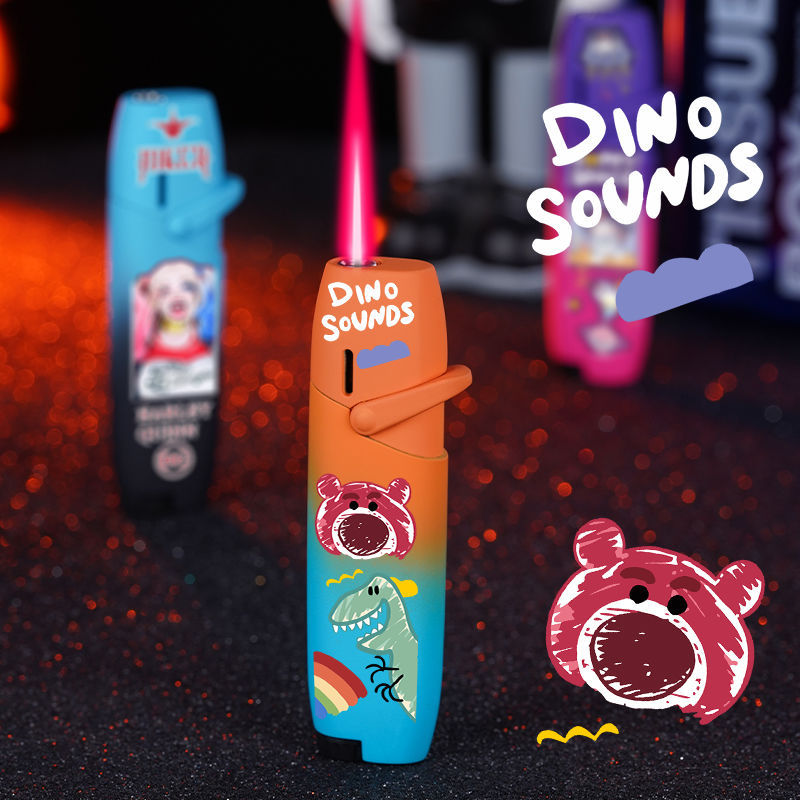 New Cool Cute Cartoon Creativity Unique Gradient Strawberry Bear Windproof Lighter for Boyfriend for Girlfriend. 
