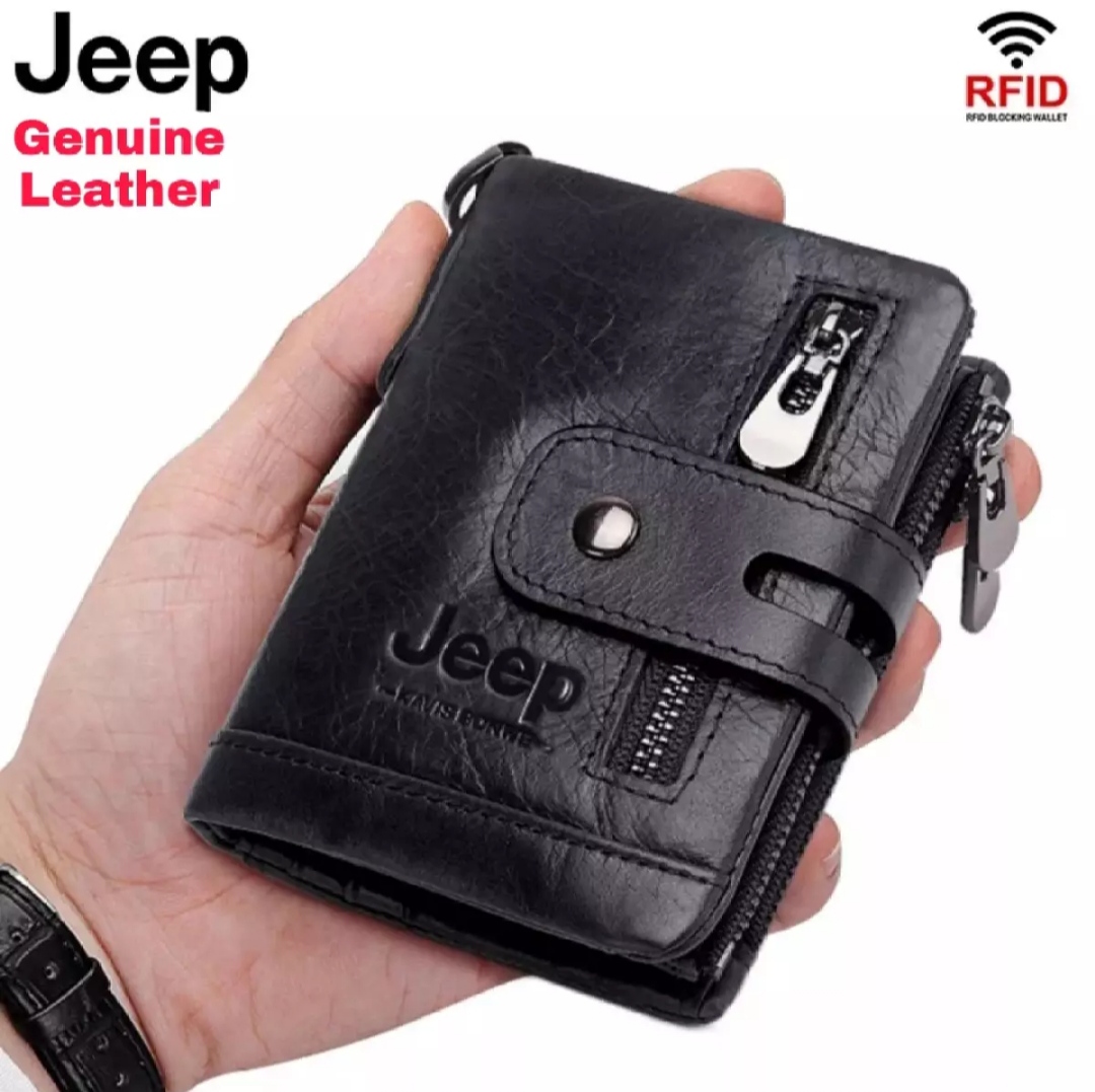 Jeep Black 100% Leather Long Lusting Wallet For Man - Wallet -Long Wallet