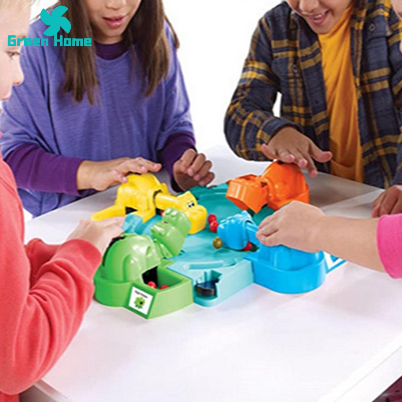 Green Home Swallowing Hippo Toy Smooth Surface Hungry Hippo Food Grabbing Parent-child Board Game. 