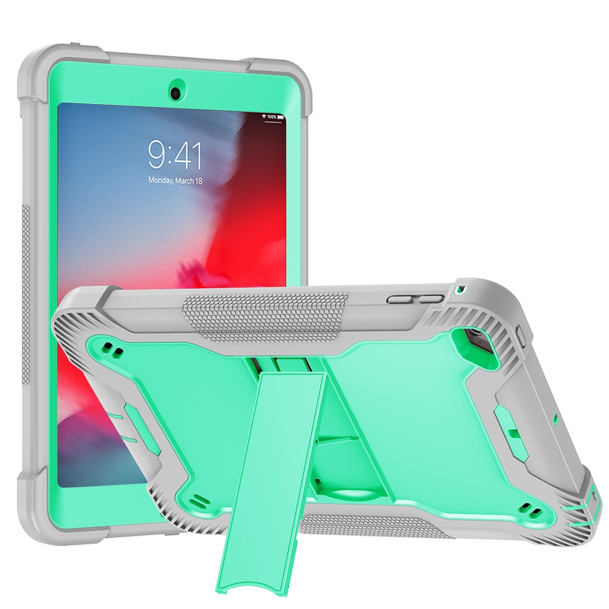 Silicone + PC Shockproof Protective Case with Holder For iPad mini / mini 4. 