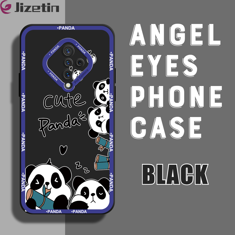 Jizetin for Vivo S1 Pro Back Cover Panda Love Bamboo Lens Full Protection Frame Phone Case Soft TPU Shockproof Mobile Phone Cases