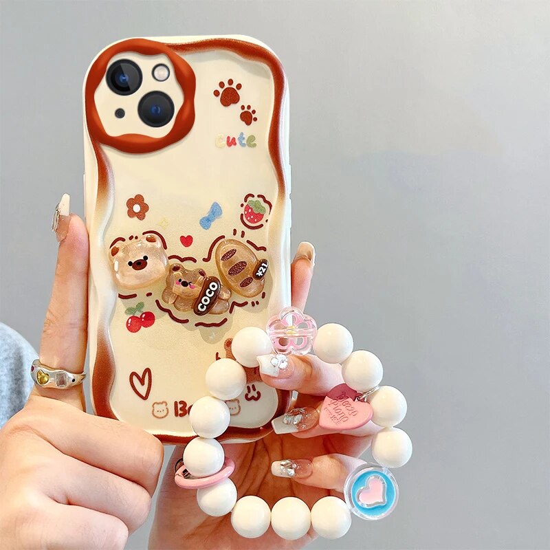 Lovely 3D Kuromi Rabbit Chain Phone Case For iPhone 14 13 12 11 Pro Max X XR XS 8 7 6 6S Plus SE 2020 Soft Back Cover