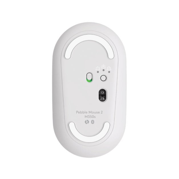 Logitech M350s Pebble Mouse 2, Tonal White Wireless and Bluetooth Mouse. 