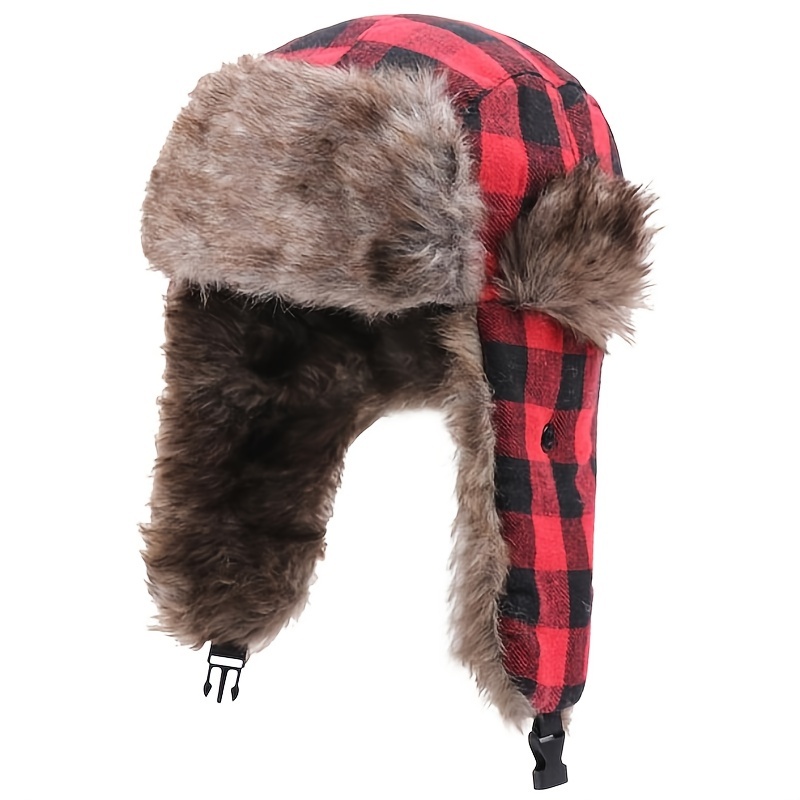 Stay Warm and Stylish with this Buffalo Plaid Ushanka Hat - Perfect for Men and Women in Winter!. 