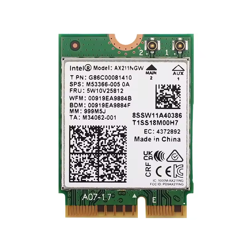 WiFi 6E AX211NGW Tri Band 2.4G/5G/6Ghz Wireless Network Wifi Card Adapter For Bluetooth 5.2 Intel AX211 M.2 KeyE CNVio Windows11. 