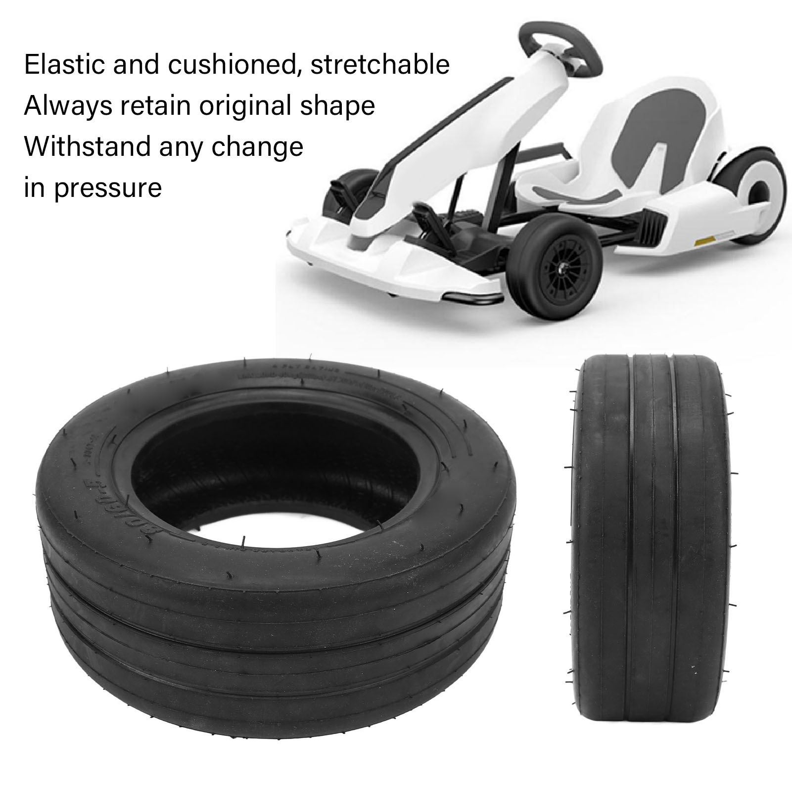Go Kart Front Tire, Wear Resistant Stretchable Odorless Replacement Go Kart Tire for Riding. 