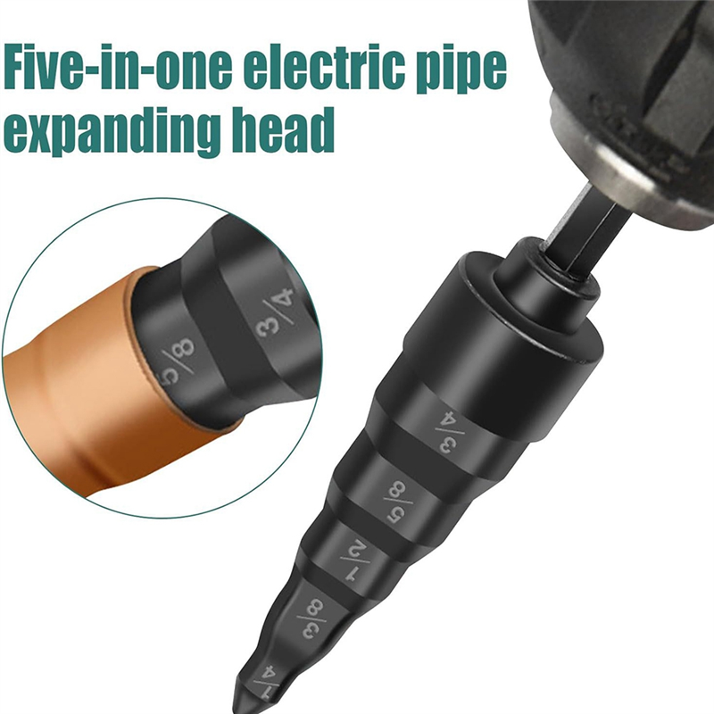 7Piece Black Steel Manual Copper Pipe Swaging Tool Drill Bit 6Pcs Pipe Expander Drill Bit 5 in 1 Air Conditioner Copper Pipe Expander. 