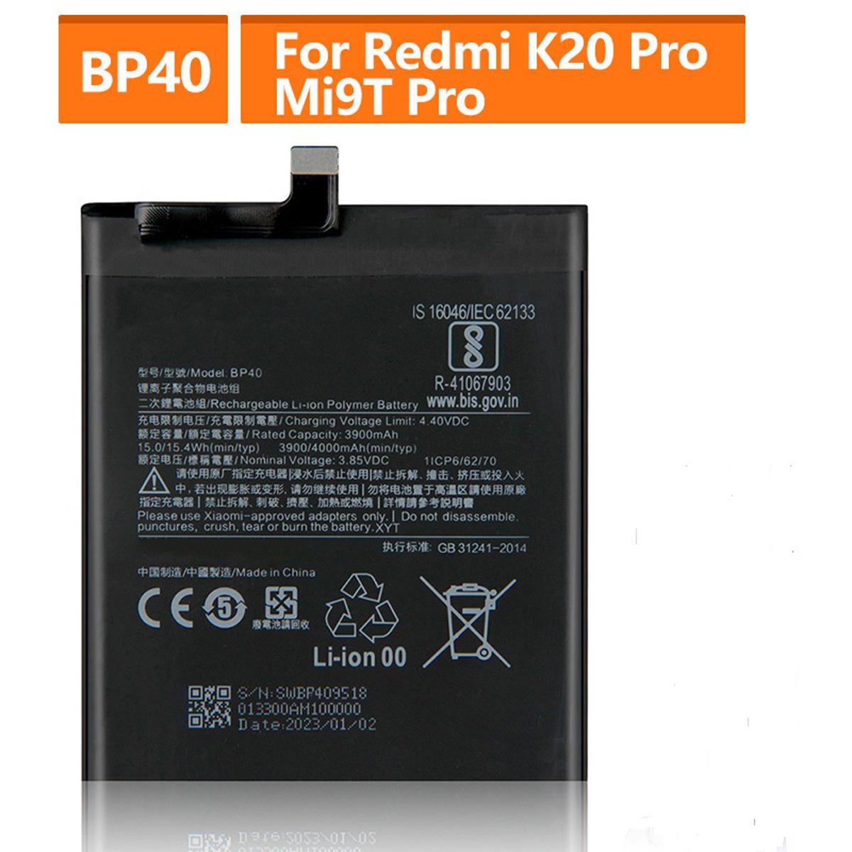 MP- Battery BP40 For Xiaomi Redmi K20 Pro / Mi 9T Pro  4000mAh