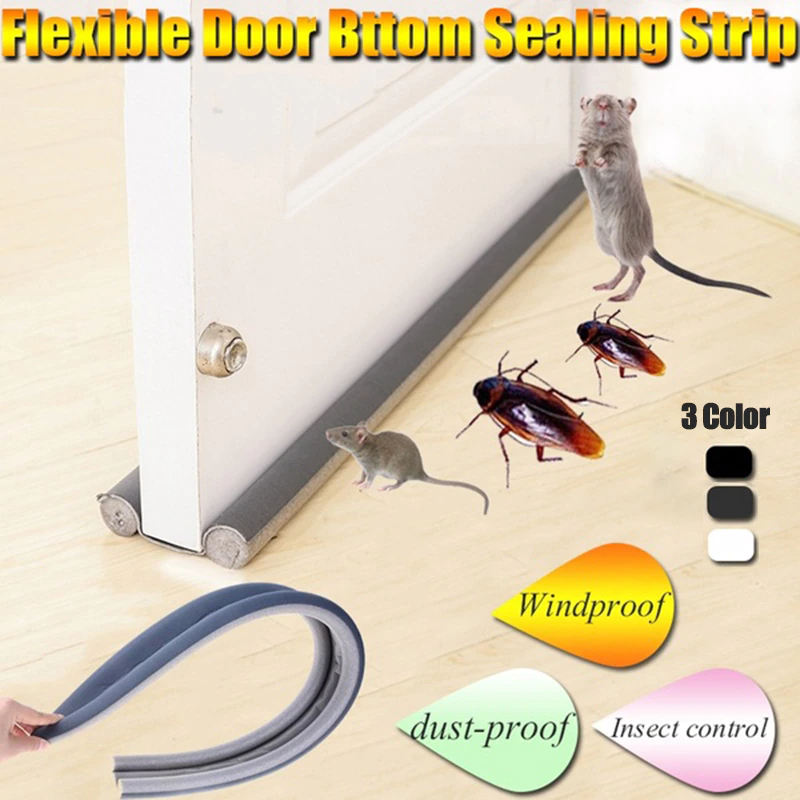 Windproof Seal Strip Draught Excluder Stopper Door Bottom Guard Double Protector Doorstop Dust-proof Blocker Sealer Soundproof. 