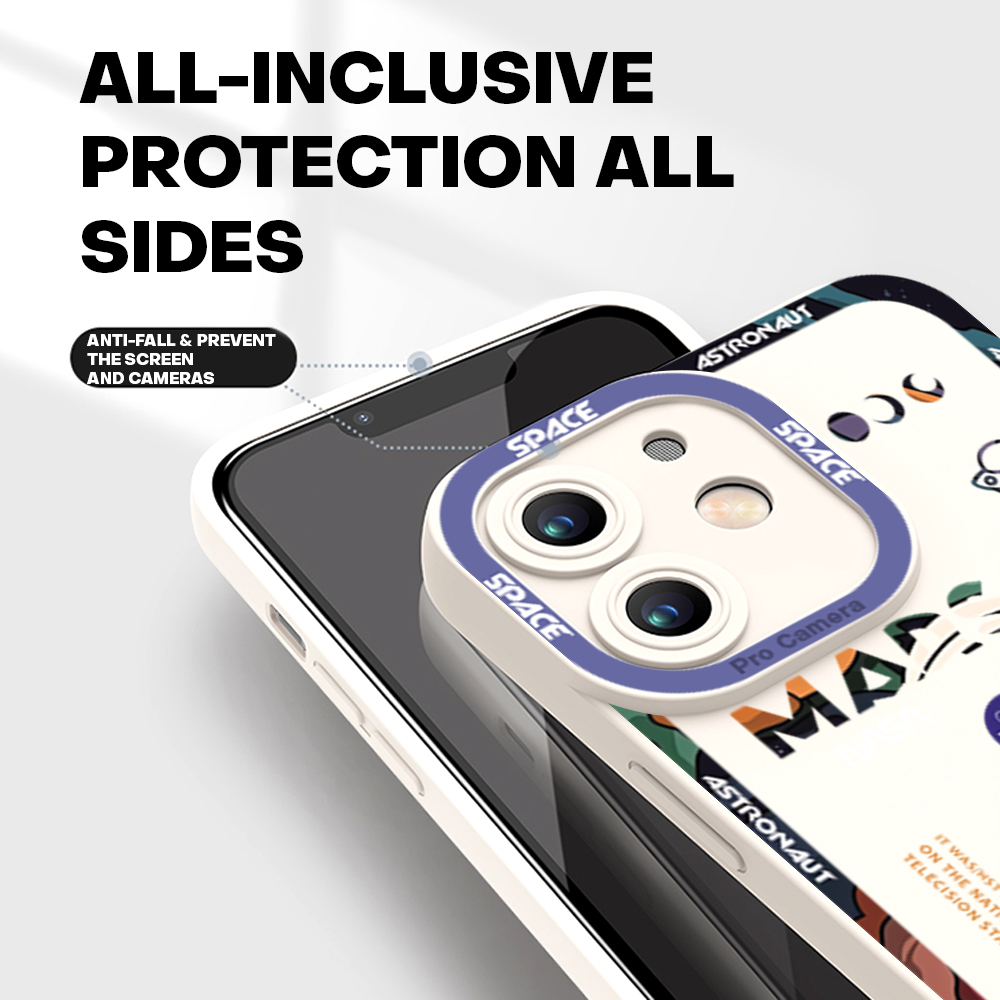 AMORVOR for iPhone 13 Mini Back Cover Space Astronaut Case Camera Protection Soft Silicone TPU Phone Cases. 