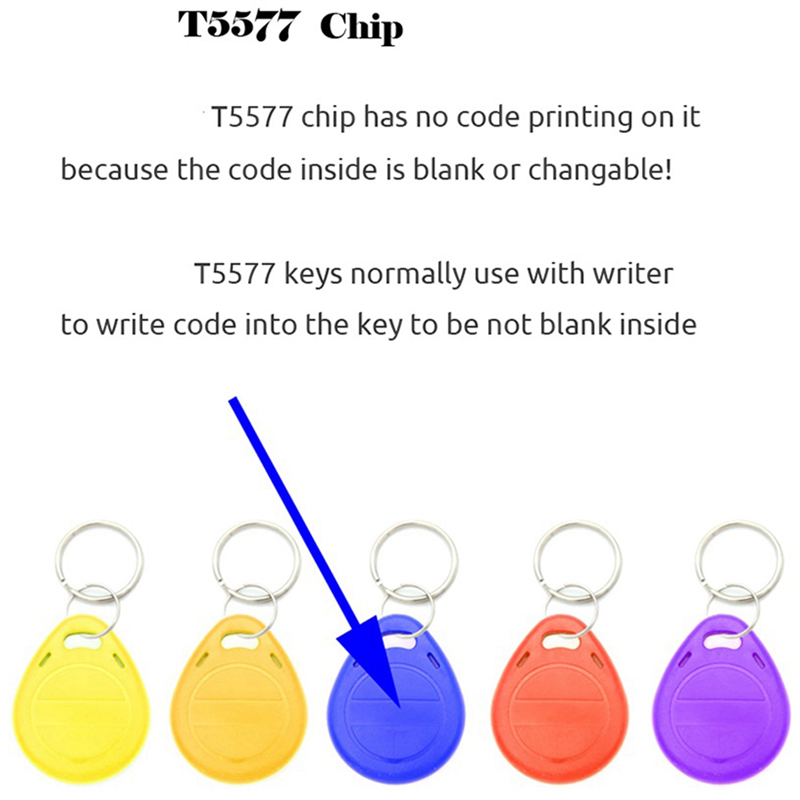 100Pcs T5577 Blank Key Tag RFID Chip Ring Cards Tags Keytag 125 Khz Copy Rewritable Writable Duplicate. 