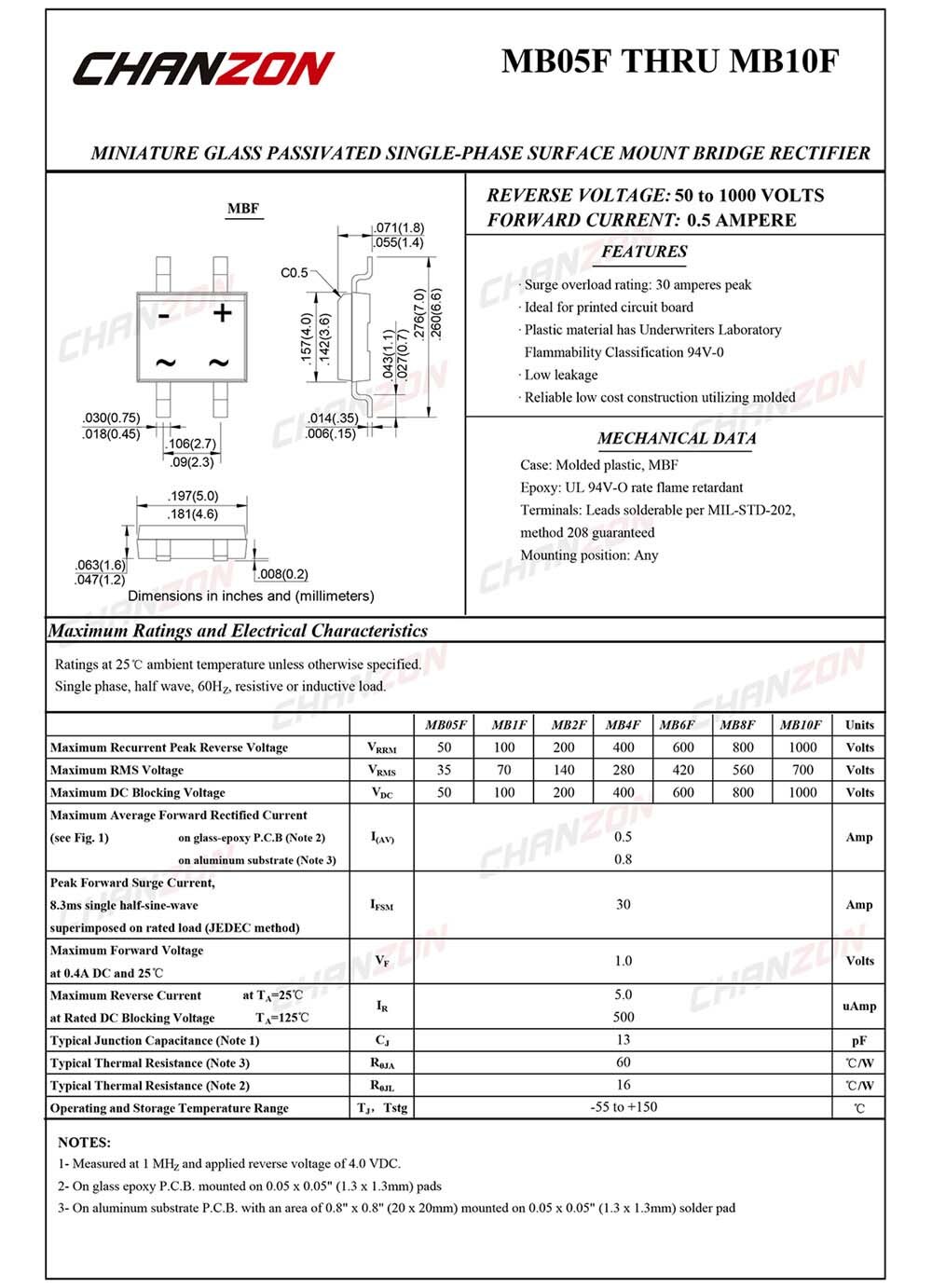 【happy one】100 Pcs MB10F SMD Bridge Rectifier Diode 0.5A 1000V MBF (SOP-4) Single Phase 0.5 Amp 1000 Volt MB10 F Silicon Diodes. 