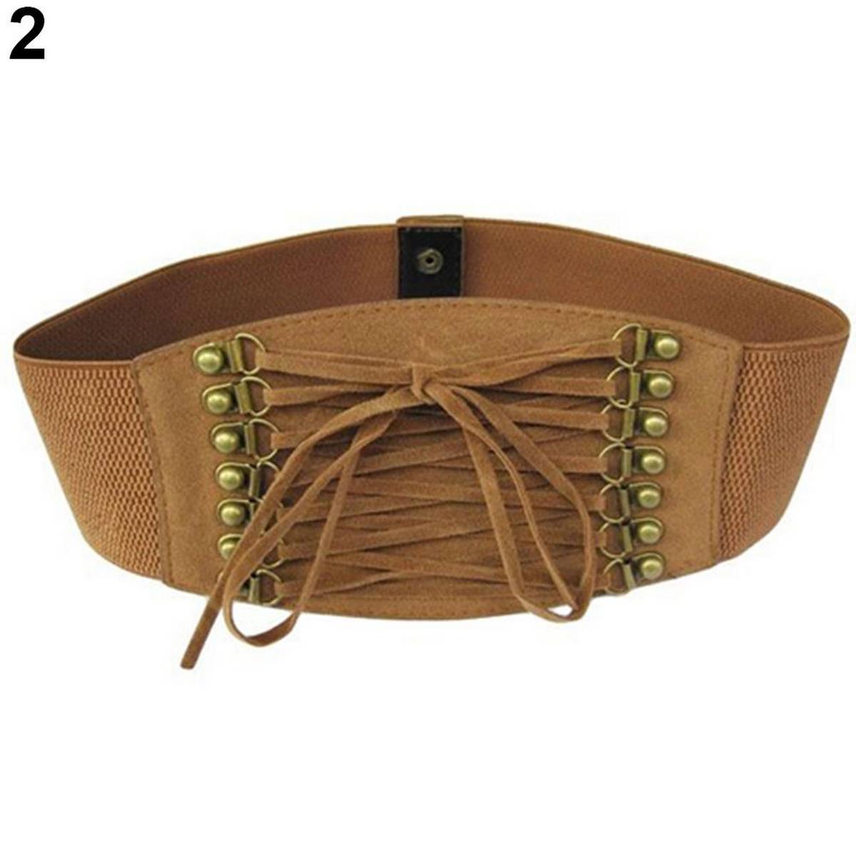 Women Wide Elastic Stretch Belt Tassel 