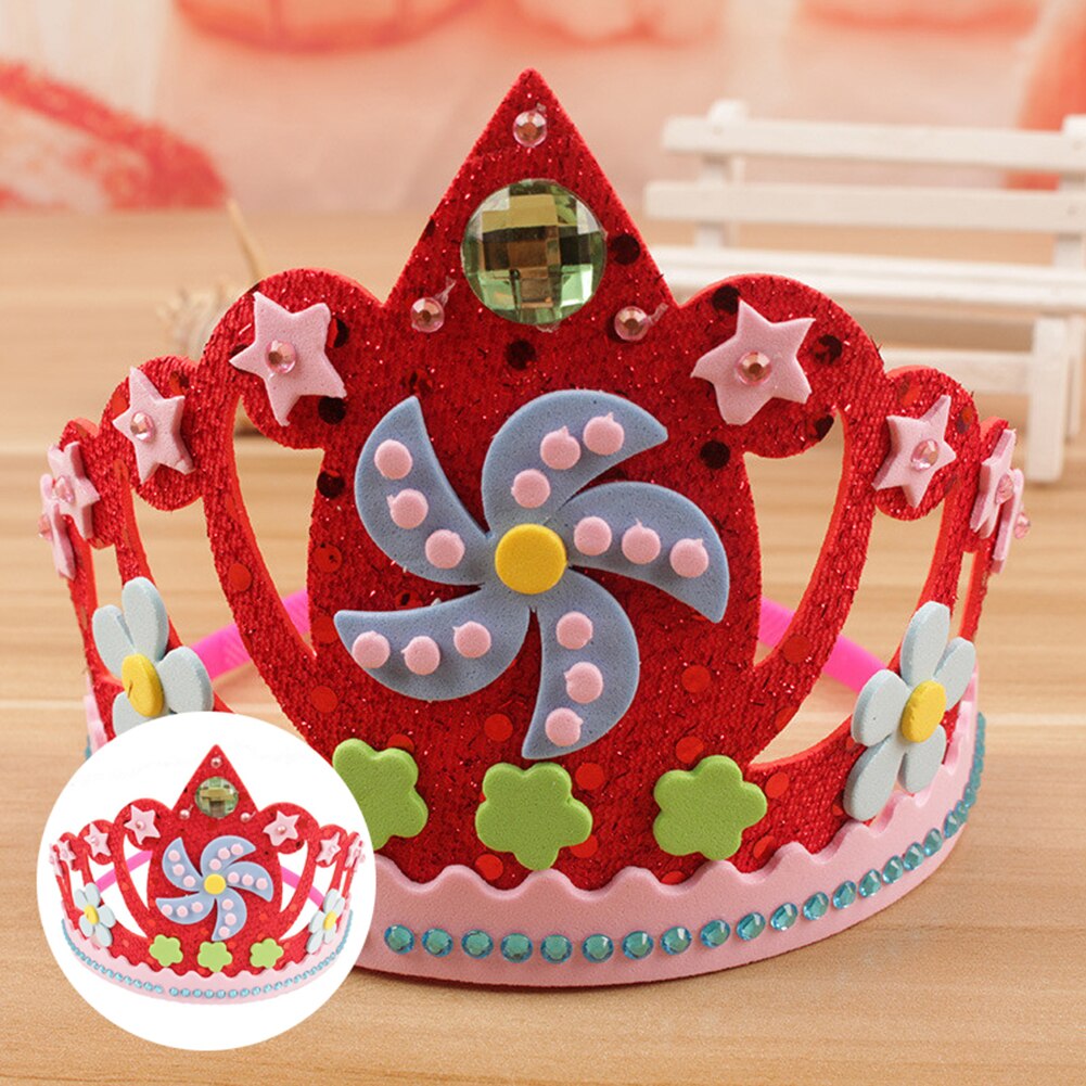 【happy one】Kids DIY Crown Toy Flowers Stars EVA Foam Paper Crown Handmade Toy Party Birthday Hat for Gift. 