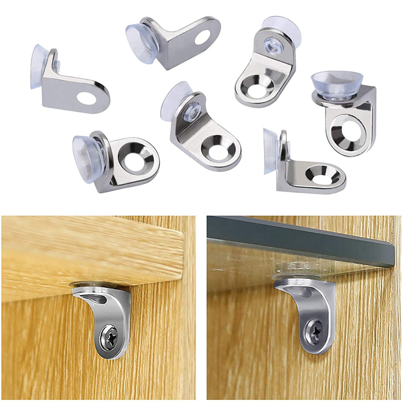 120 Pieces Glass Shelf Bracket with Sucker Glass Shelve Support Right Angle Fixing Brackets
