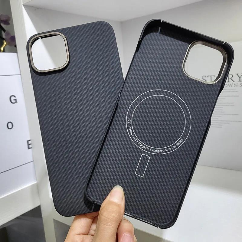 Dropshipping Real Aramid Fiber Carbon Magnetic For iPhone 15 Pro Max iPhone15/15Pro Plus Ultra-Thin Drop-Resistant CASE Cover. 
