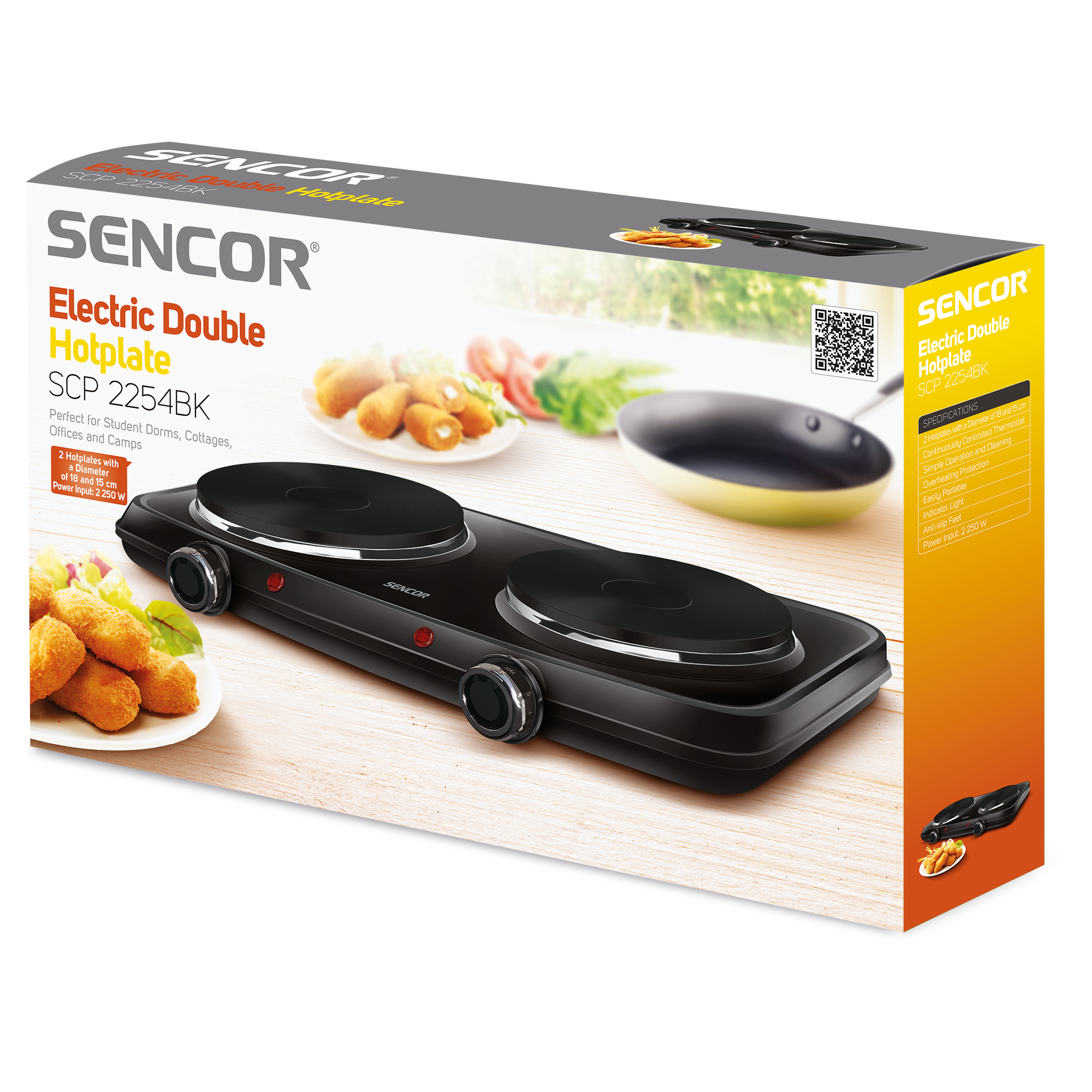 Sencor SCP-2254BK Electric Double Hotplate. 