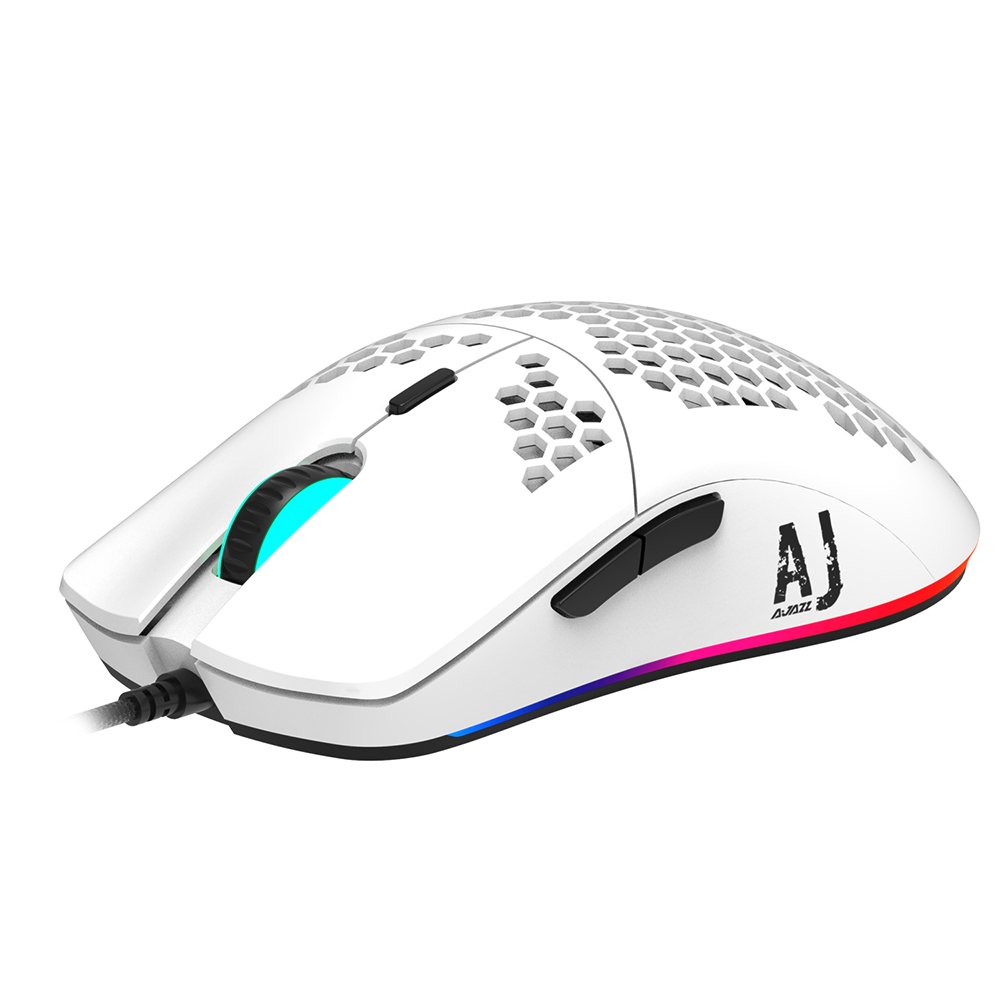 HXSJ Ajazz AJ390 USB Wired Gaming Mouse with 7 Keys Adjustable DPI Ergonomic Design Hollowed-out Honeycomb Design White. 