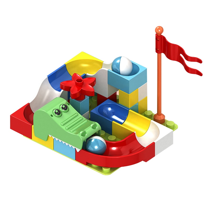 Big Size Toys For Children Crocodile Flag Marble Ball Run Slide Building Block Toy for Children Base Plate Big Bricks City. 