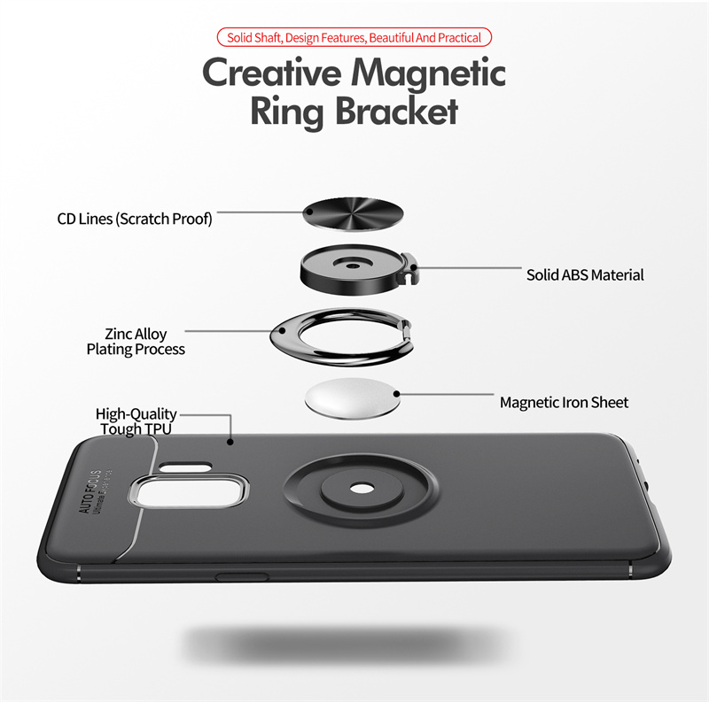 For Huawei P10 Lite mobile phone case, magnetic ring bracket, full edge wrapping, anti falling soft rubber, high-grade business. 