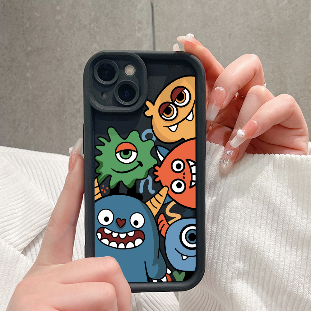 TA for Redmi Note 13 Pro 4G Back Cover Soft Square Ladder Little Monster Pattern Cases Silicone Camera Protection Phone Case. 