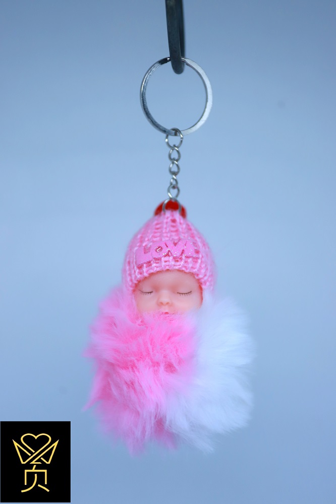 Sleeping Baby Doll Keychain Bag Key Colour full Rings Car Key Pendant Cartoon Pendant Ornaments Gifts - 1 psc -  Key Ring -  As Same As Picture. 
