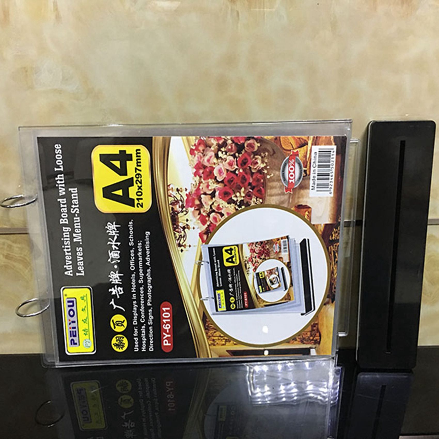 A4 Multi-Page Flip Display Card Label Display Stand Detachable Label. 
