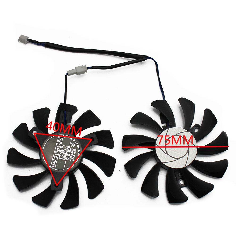 【FUPANG】75mm 2Pin GPU Cooler DUAL Fan for MSI GTX GTX-1050-Ti-4GT-OC Graphic Card Cooling. 