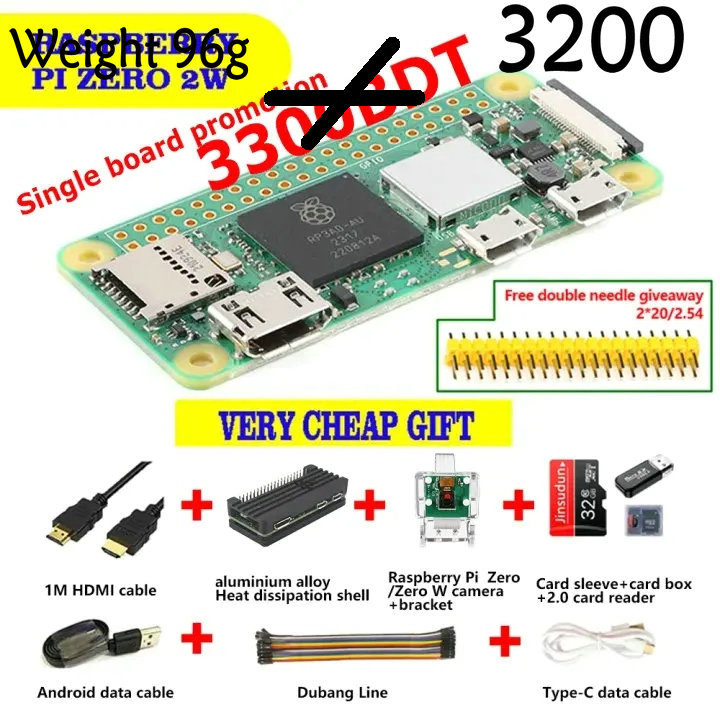 Raspberry Pi ZERO 2W Raspberry PI ZERO 2W Motherboard Wireless Bluetooth WI-FI development board module. 