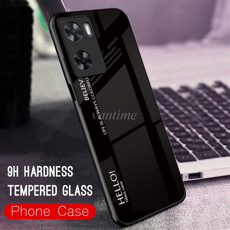 【3C VictoryEagle】For 4G 2022 /Oppo a77s case gradient color back cover glass. 