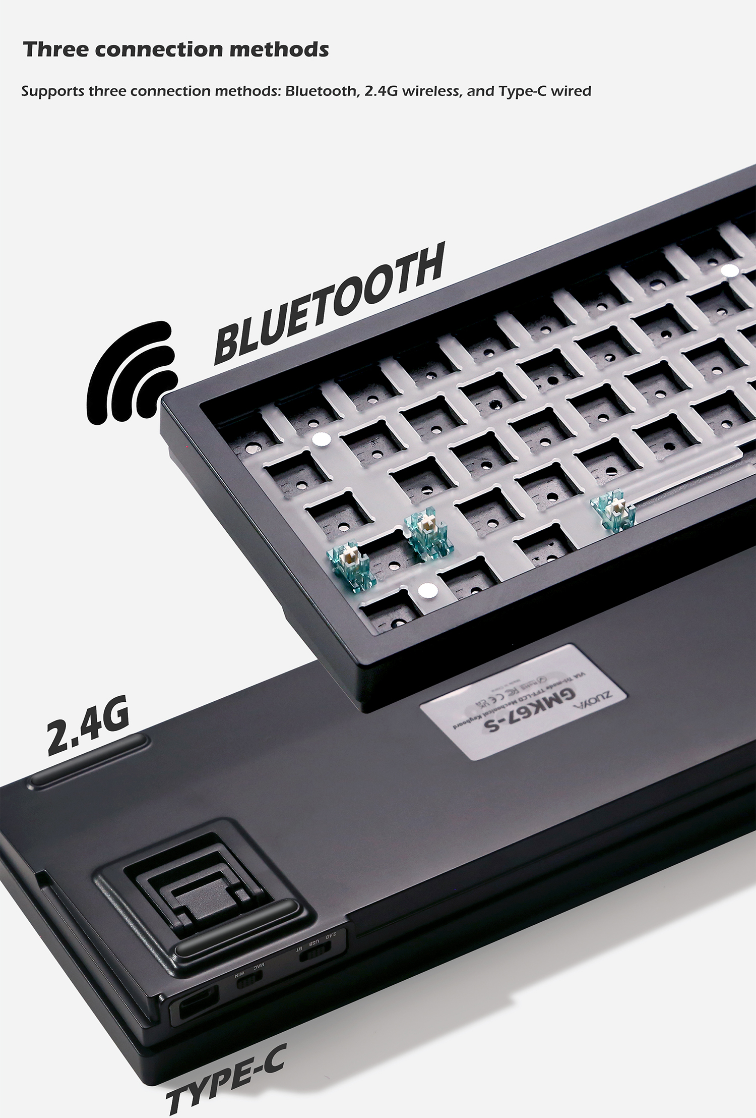 ZUOYA GMK67-S Gaming Mechanical Keyboard KIT Wireless Bluetooth Display Screen Gasket Hotswap RGB Gamers Custom KIT Support. 
