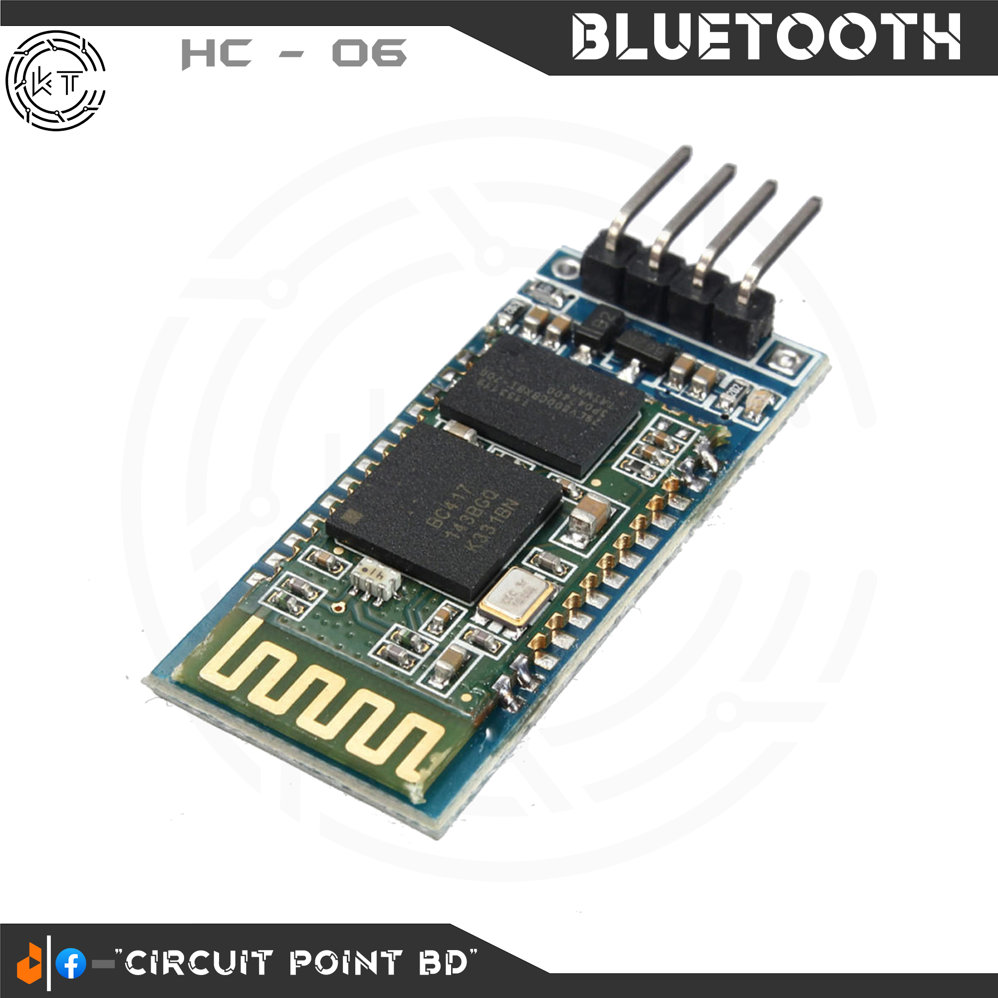 Bluetooth Module HC-06 Integrated Wireless Bluetooth Adapters Module Serial Port 4 Pin HC06 Master-slave Board For Arduino and Electronics Project.