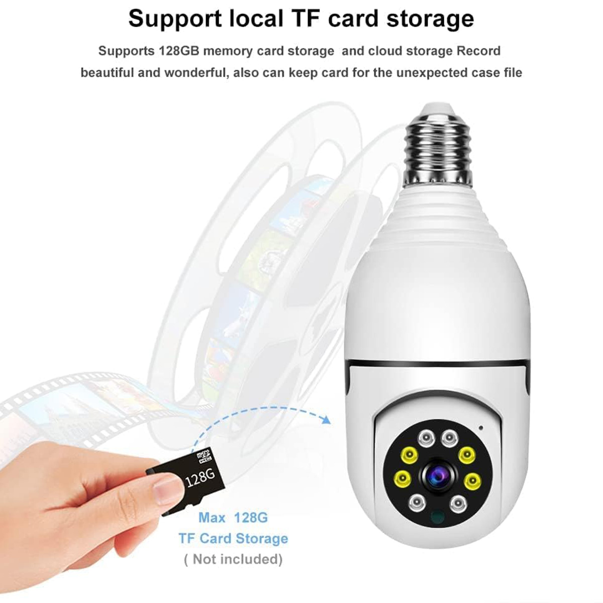 Wifi Wireless Light Bulb Camera 2 Megapixel E27 360 Degree HD (V380 Pro). 