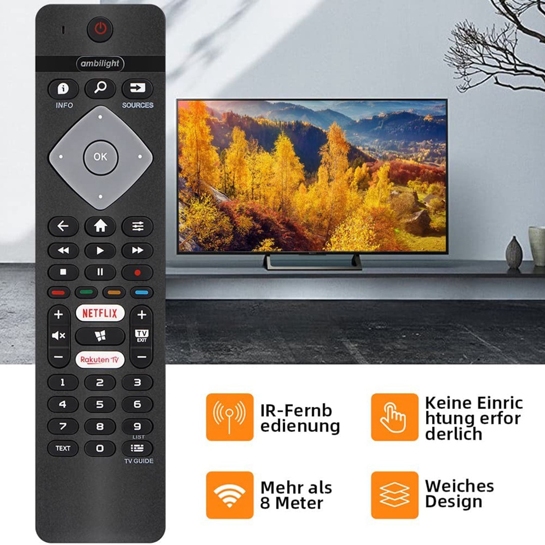 Remote Control Replacement for All Philips Ambilight 4K Smart LED. 
