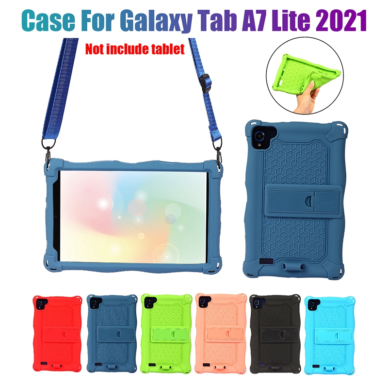 【Mary DAI Store】Tablet Case for Galaxy Tab A7 Lite 8.7 Inch T225 Silicone Case Tablet Stand with Pen and Strap