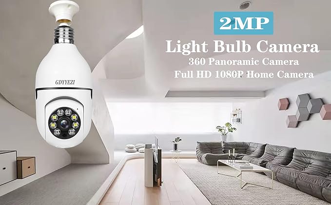 Wireless WiFi Light Bulb Camera Security Camera,Night Vision Light Socket Camera. 