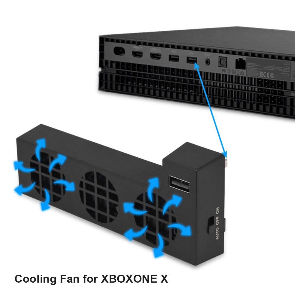 Practical Temperature Control USB Cooling Fan Cooler for Xbox One X Series Game Console External 3 Fans Avoid High Temperature. 