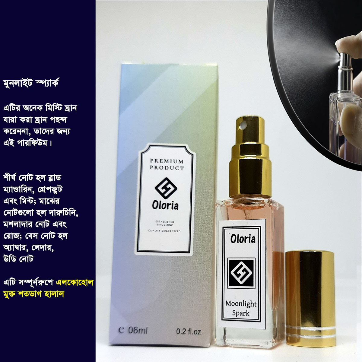 Moonlight Spark Raw Perfume Oil Attar - 6ml of Captivating Fragrance - Alcohol-Free Elegance. 