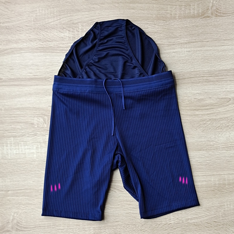 Stripes Man Marathon Leggings Man Sports Mesh Shorts Fast Running Speedsuit Track and Field Middle Pants Custom Logo. 