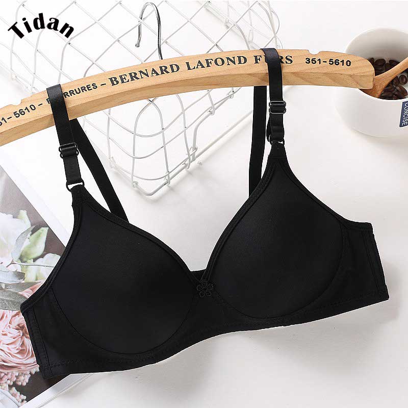 Korean Style Women's Thin Gather Push-up Bra Without Steel Ring Comfortable Small Size Underwear. 