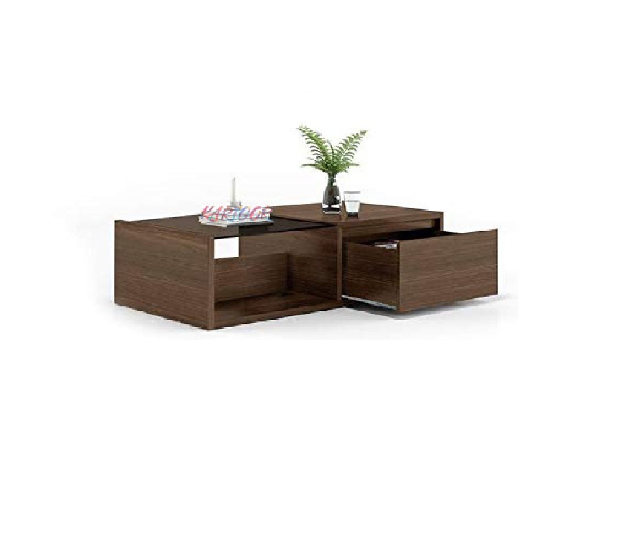 Thick Glass Tea Table With Drawer Simple Design Engineering Wood Coffee Table with Glass Top for Home & Office. 