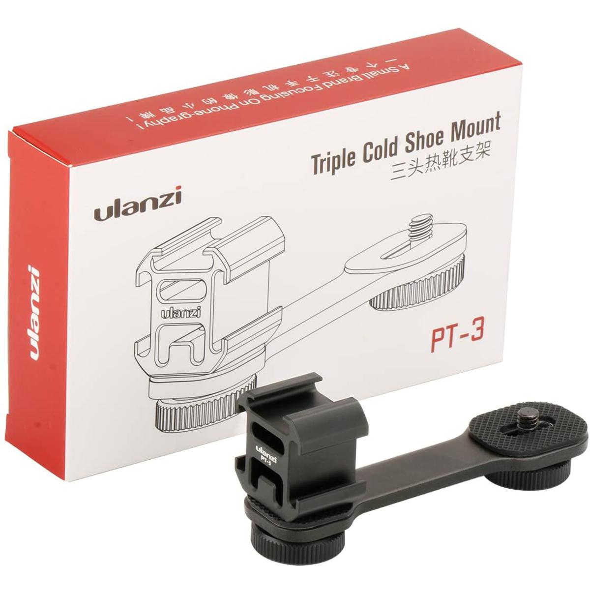 Ulanzi PT-3 Gimbal Accessories Triple Cold Shoe Mounts Plate Microphone Led Video Light Extension Bracket Microphone Stand. 