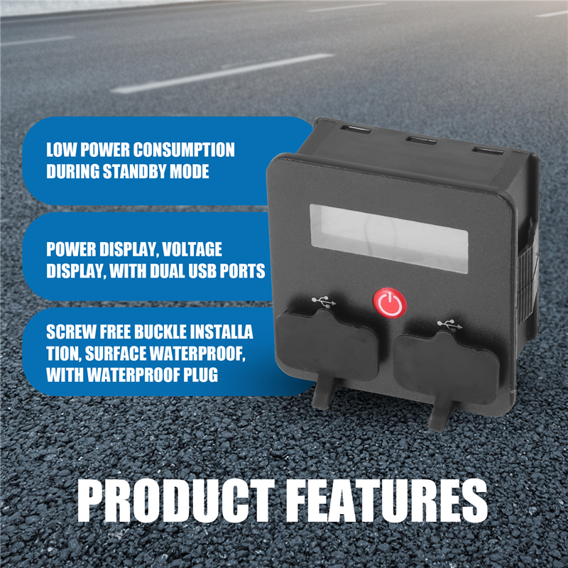 DC12-24V Battery Capacity Indicator Voltmeter with Dual USB Changer. 