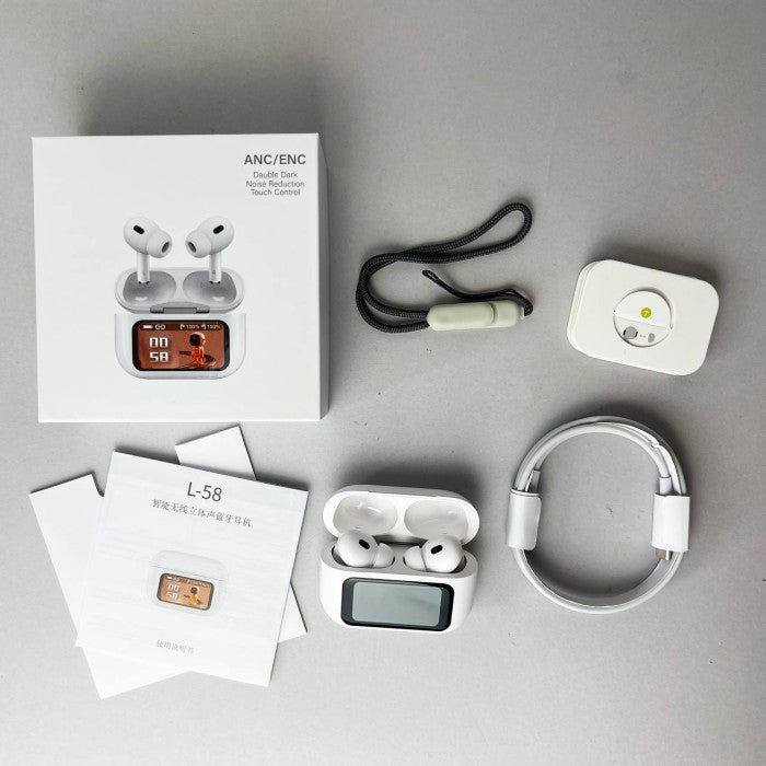 App Version A9 Pro Touch Screen Display Airpods with ANC ENC TWS Earbuds iOS and Android App Supported Airpods Fere Fit App. 