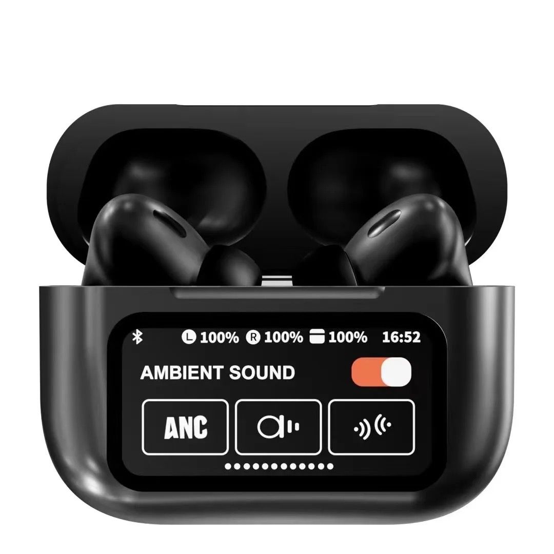 A9 Pro Touch Screen ANC- TWS Noise-Cancelling Earbuds, Bluetooth 5.3, Long Battery Life, HiFi Sound Quality. 