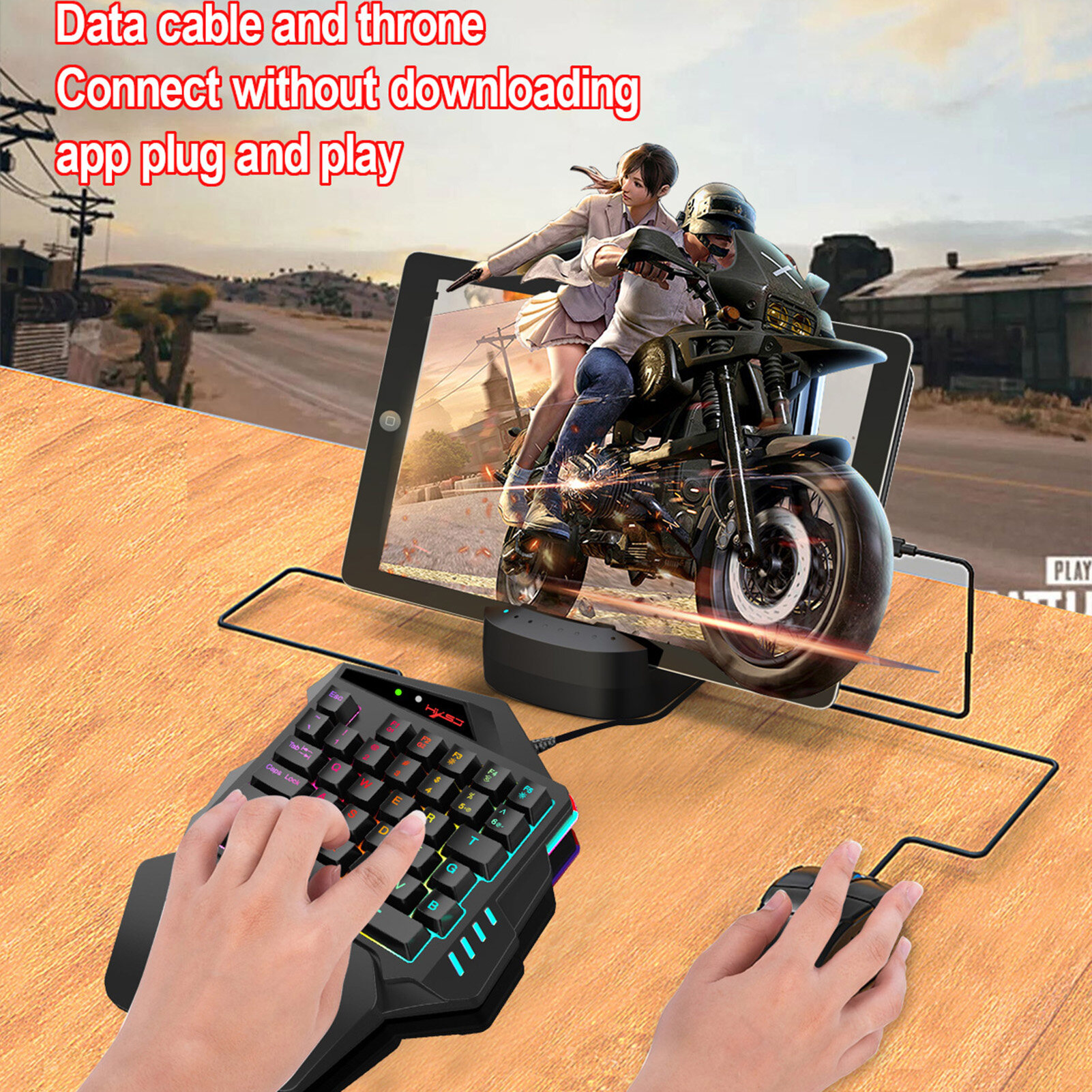 HXSJ V500 Streaming Ribbon Converter One-handed Keyboard with USB Converter Interface Flow Color Light Keyboard for PBUG Black. 