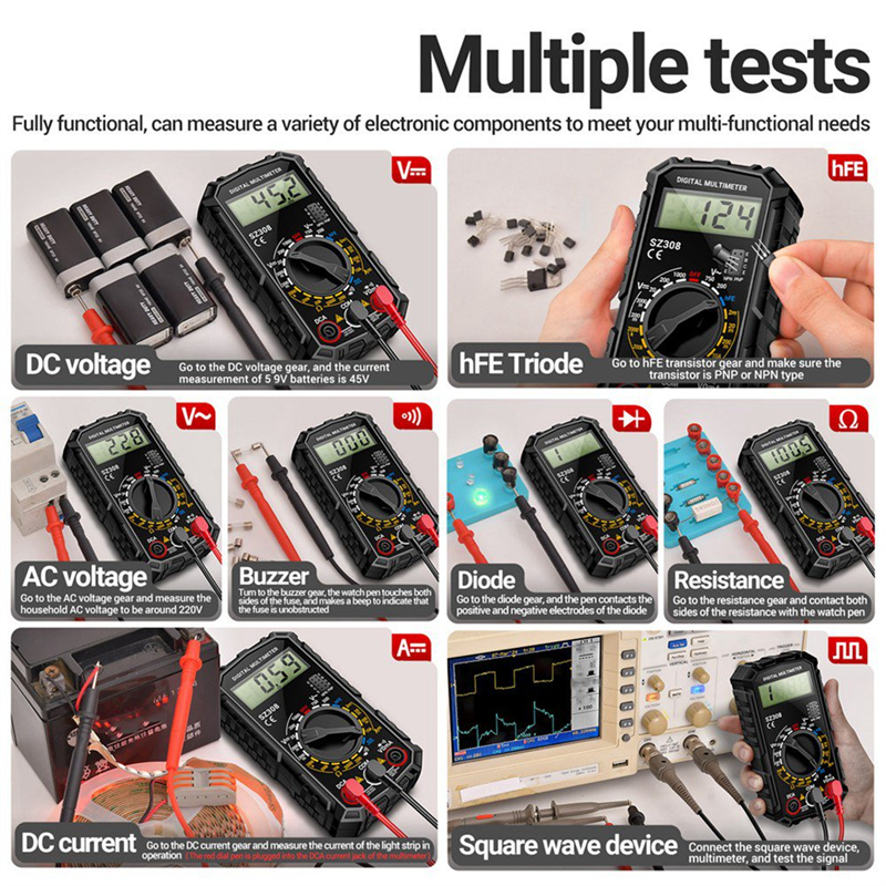 SZ308 Digital Multimeter Voltage Resistance Meter Current Meter, B. 