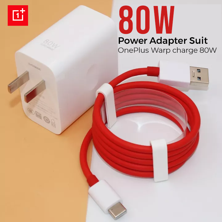OnePlus 80W SuperVOOC Charger with 6A Fast Charging USB Type-C Cable for OnePlus 10, 9, 8 Pro, 9R, Nord N10 5G